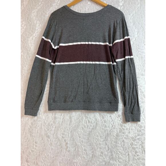 The Harvard Shop Collegiate Gray / Crimson Stripe Long Sleeve Women’s Top Small - Picture 4 of 10